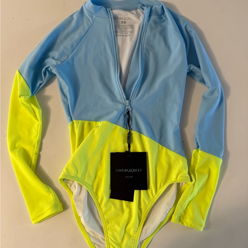 Cynthia Rowley Vibrant Yellow and Blue Surf Swimsuit
